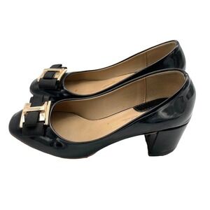 - salvetore ferragamo vara patent block heel flat